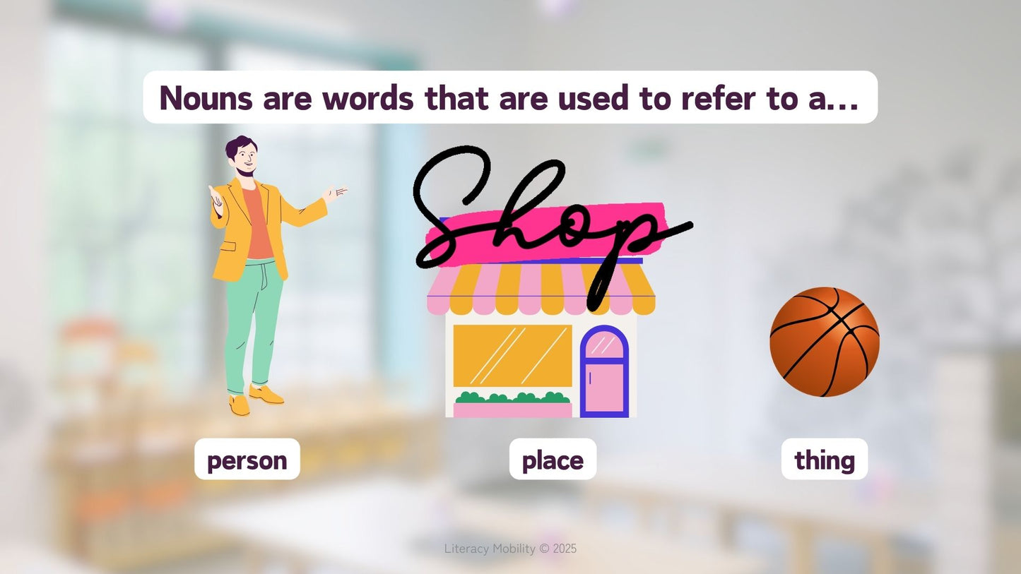Nouns or words that are used to refer to a person place or thing