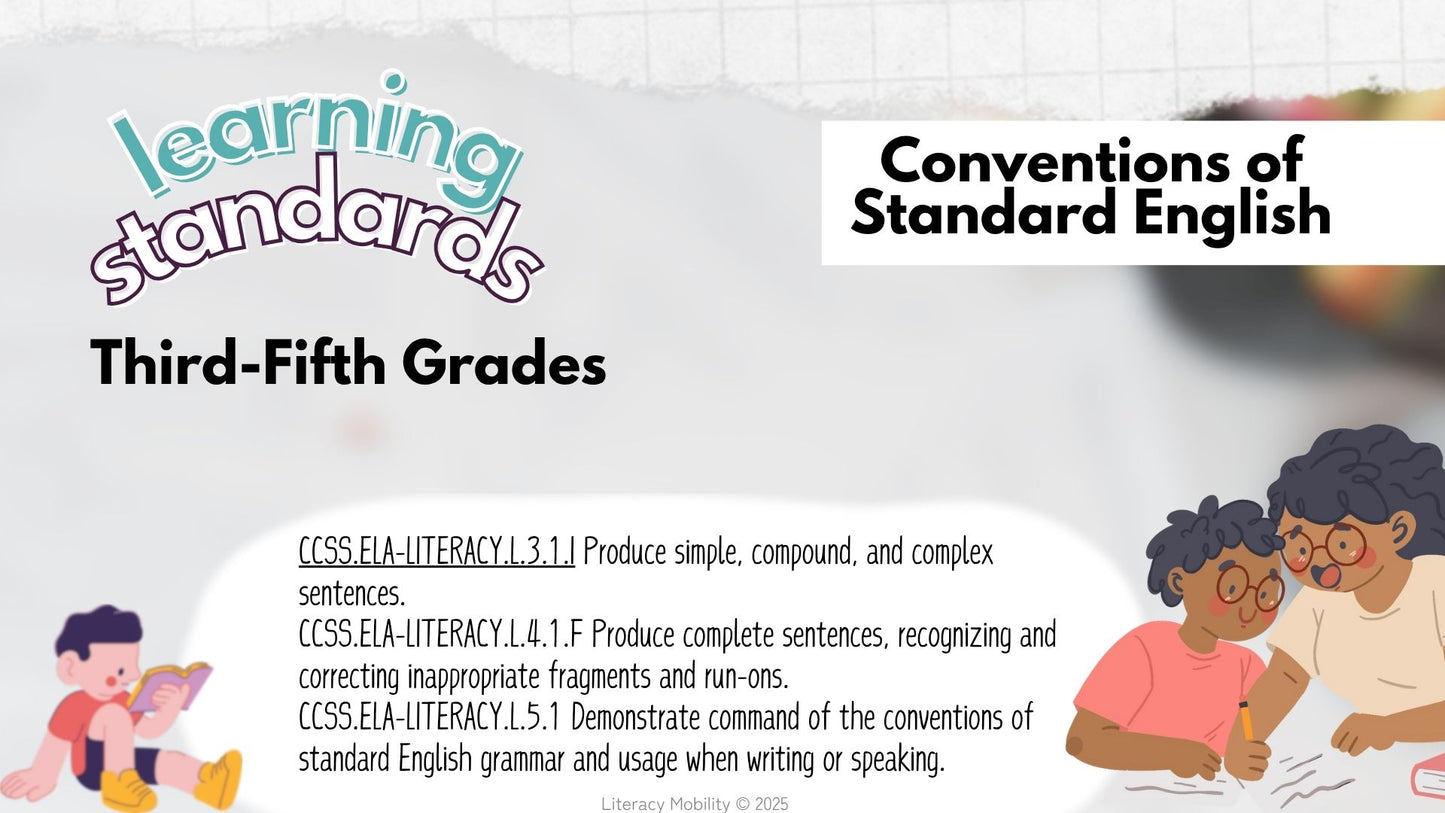 Subjects and predicate learning standards