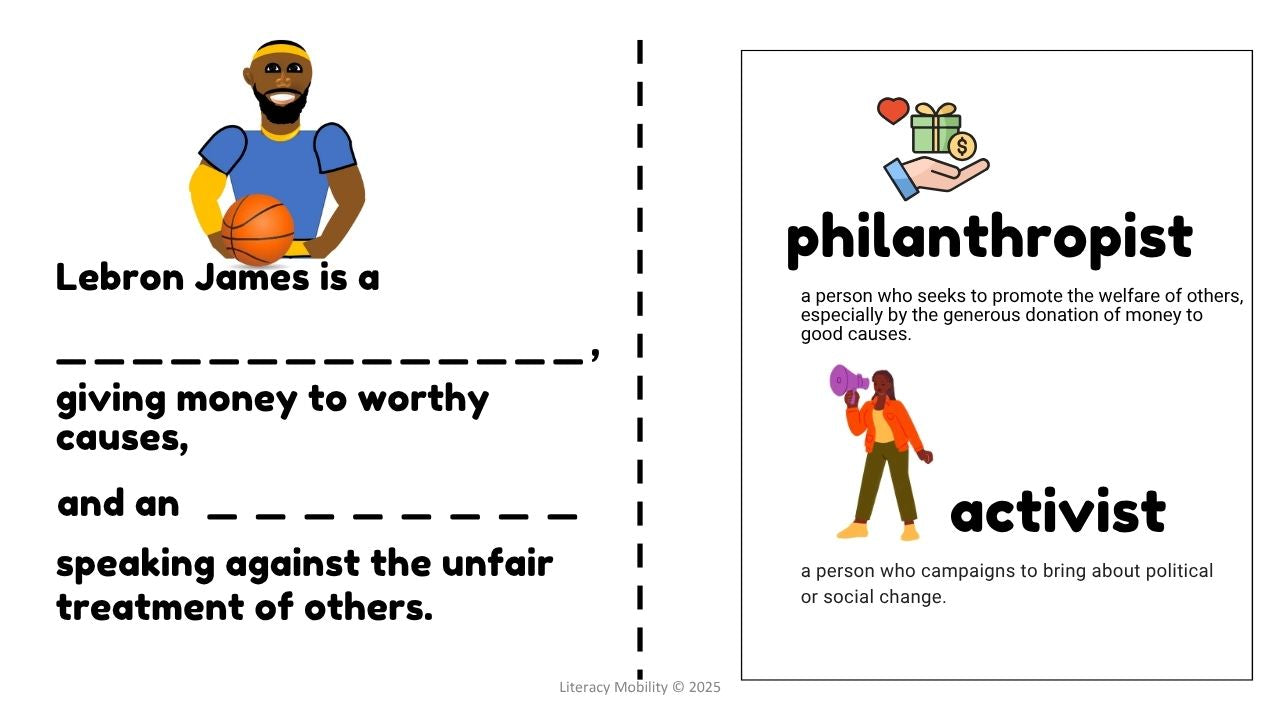 The book of Lebron James Making inferences with pictures philanthropist and activist