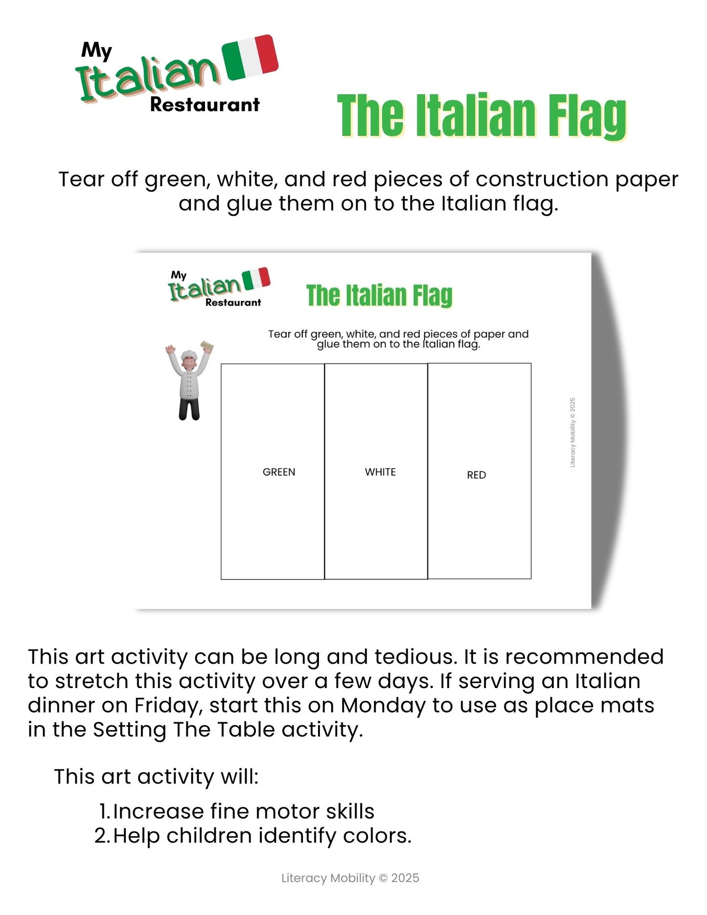 My Italian Restaurant Preschool Lesson Plans: Hands-On Math, Literacy & Dramatic Play Activity Pack for Early Learners