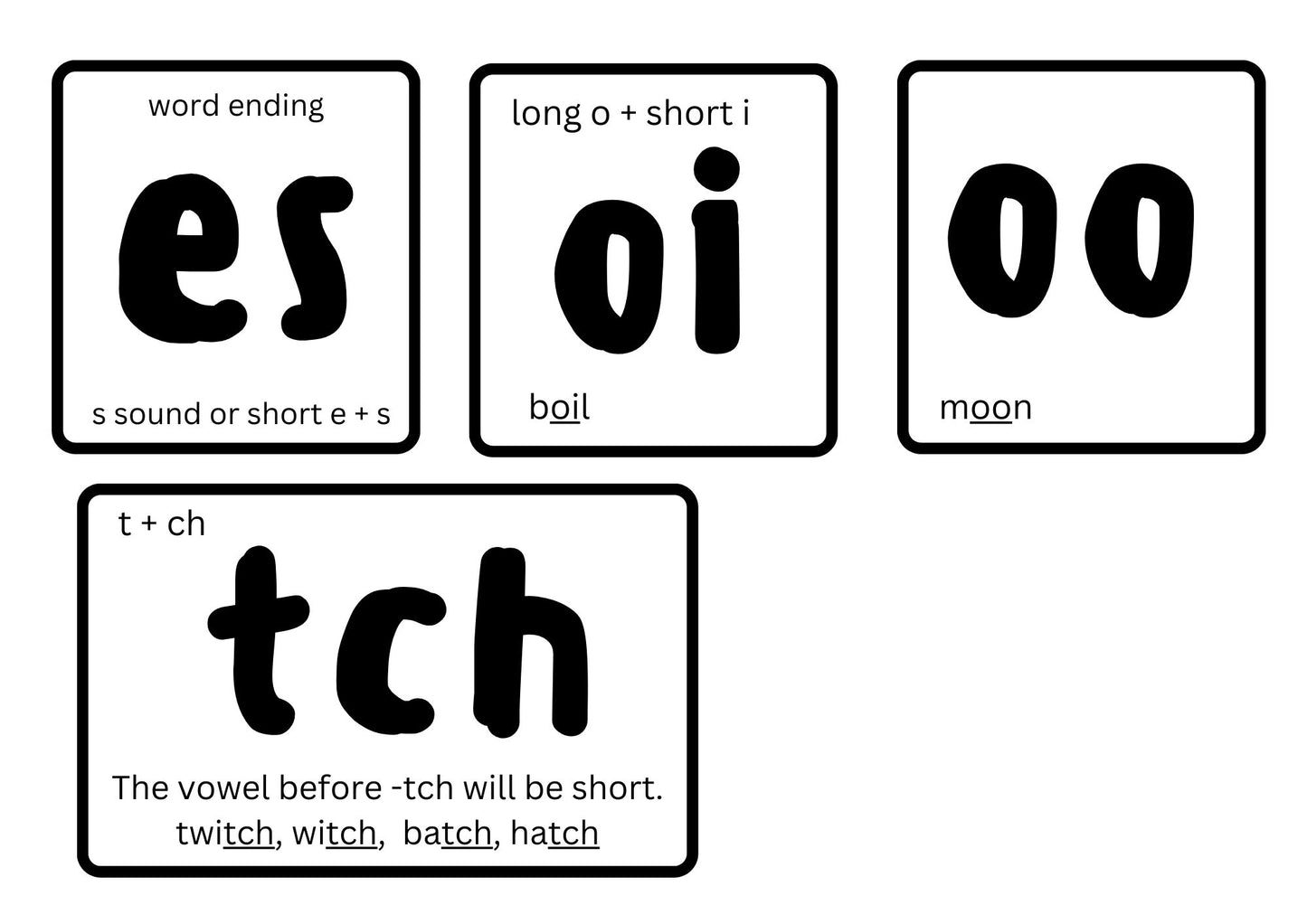 Common word, endings flashcards, common word sounds