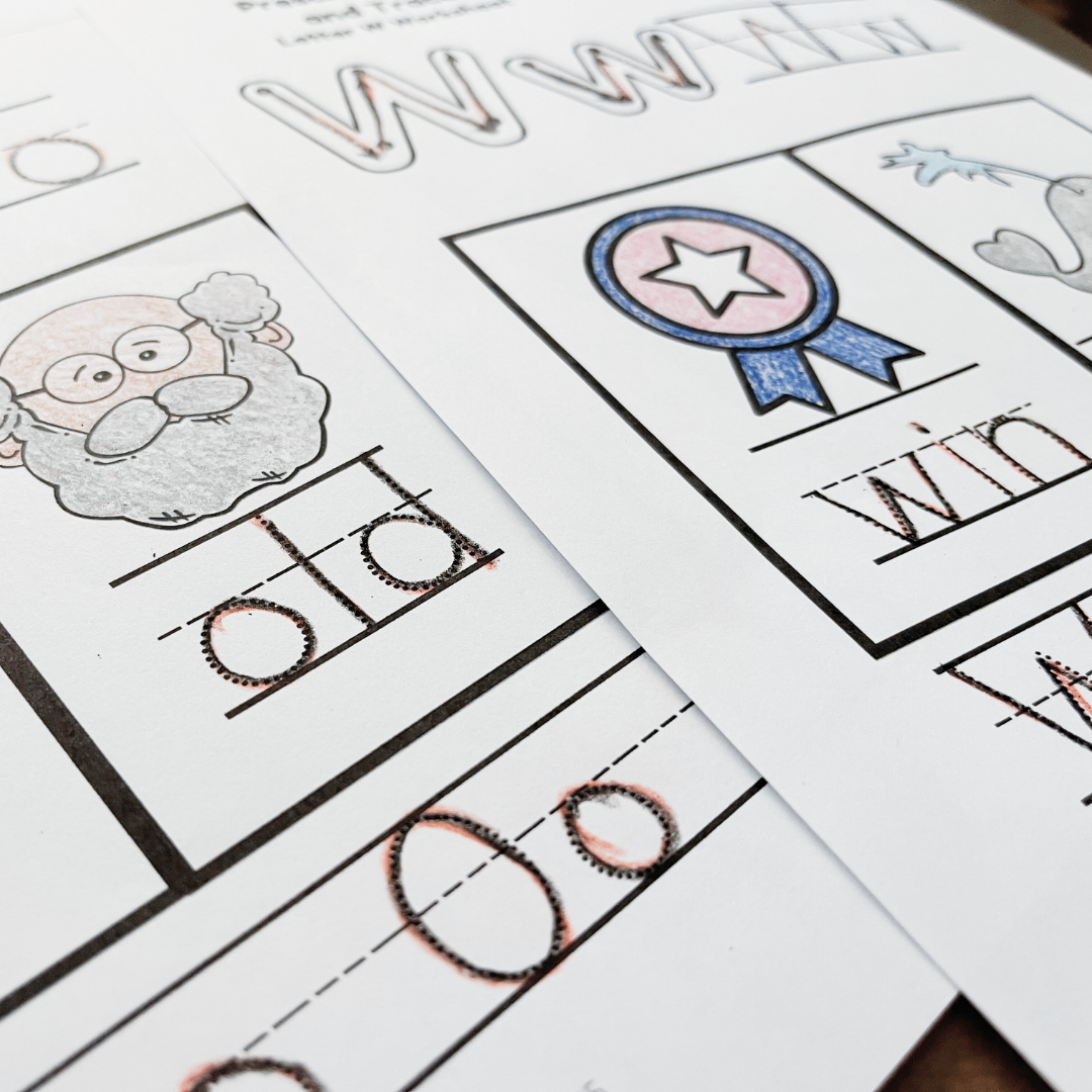 letter o and w preschool kindergarten handwriting worksheet