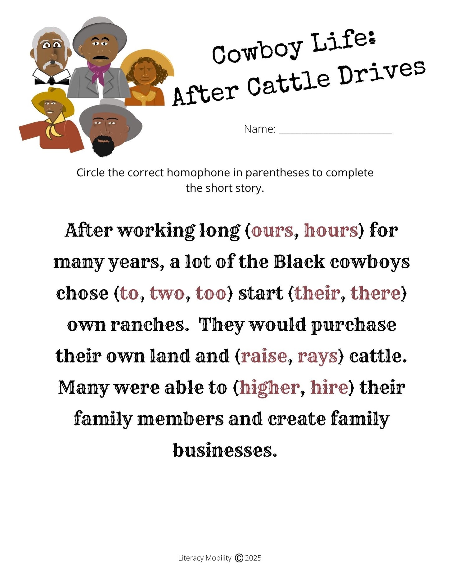 Black Cowboys of the Old West Reading and Phonics Adventure: 2nd Grade Vowel Teams Worksheets & History Lessons