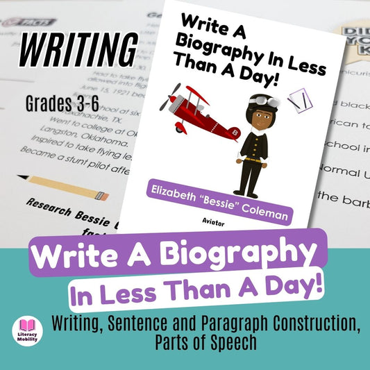 Biography Writing | Write A Biography In Less Than A Day: Bessie Coleman | Grades 3-6