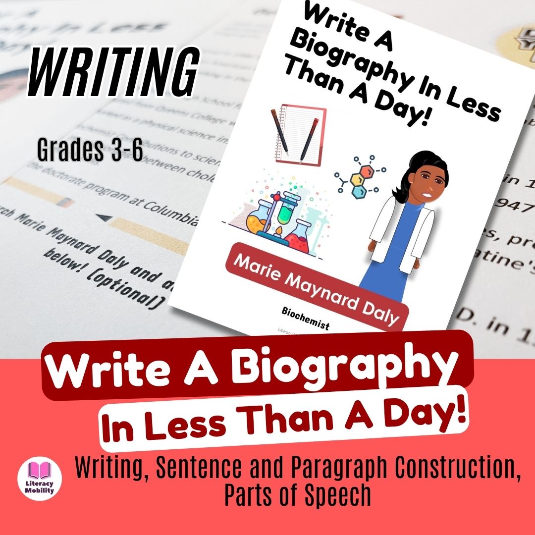 Write a biography in less than a day, Marie Maynard Daly writing sentence and paragraph construction parts of speech