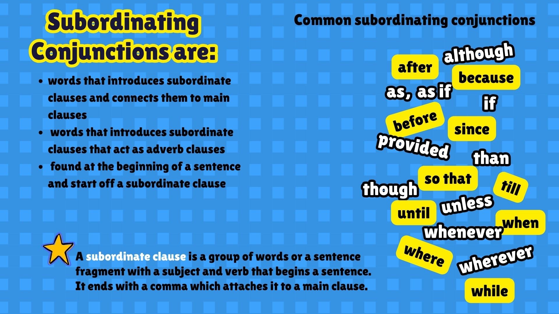 Subordinating conjunctions