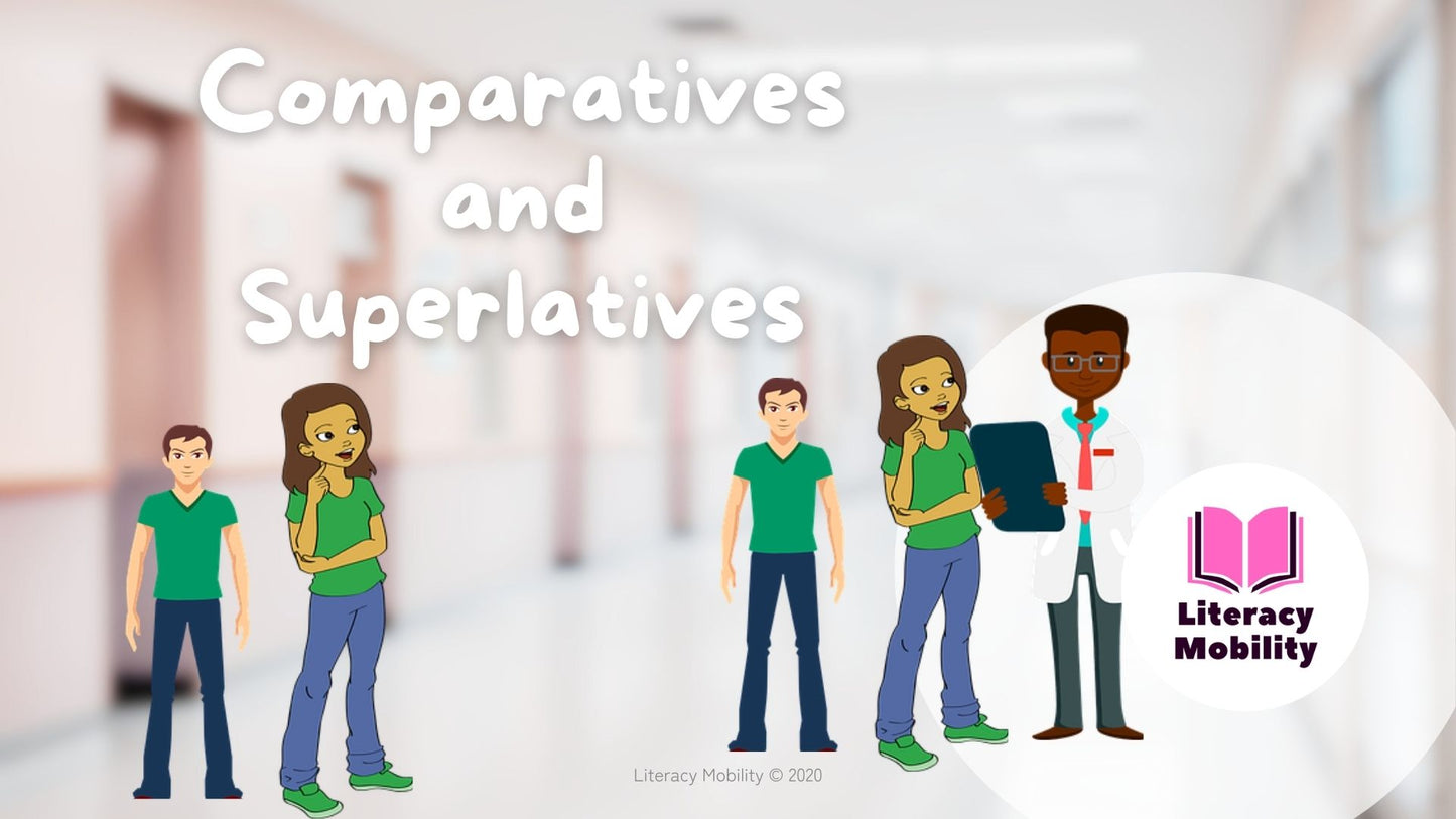Comparatives and Superlatives PowerPoint and Worksheet Introduction slide
