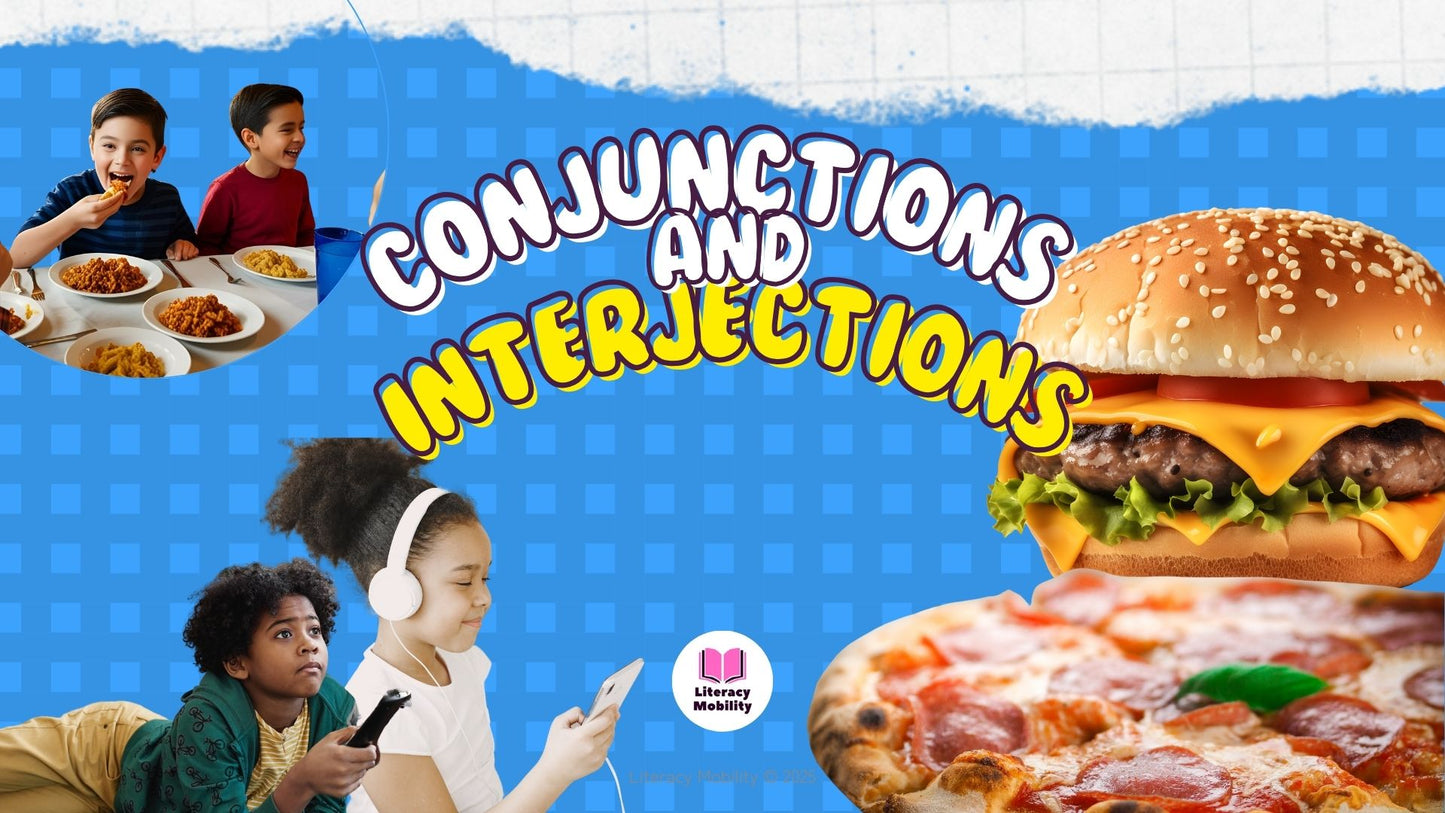 Conjunctions and interjections presentation cover
