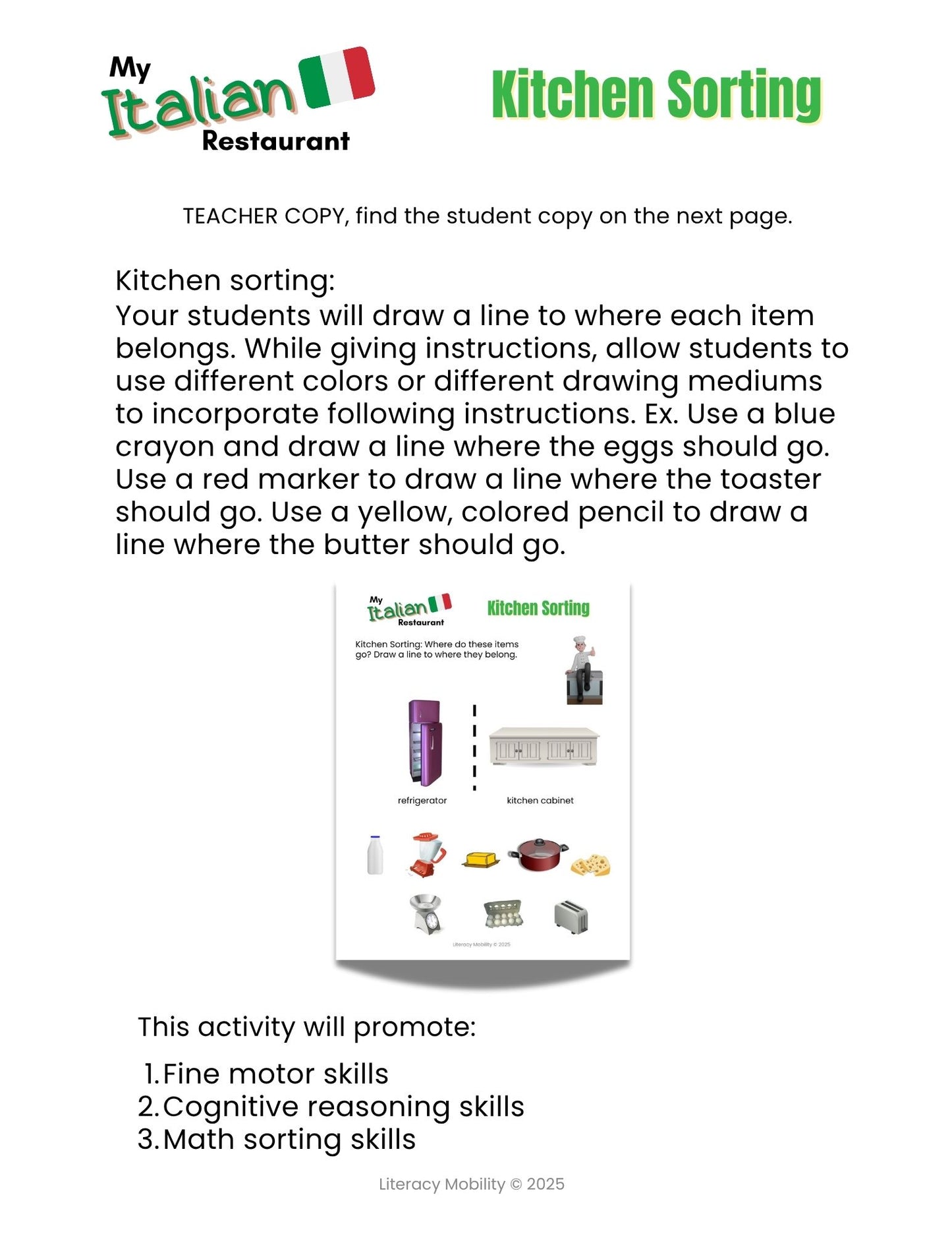 My Italian Restaurant Preschool Lesson Plans: Hands-On Math, Literacy & Dramatic Play Activity Pack for Early Learners