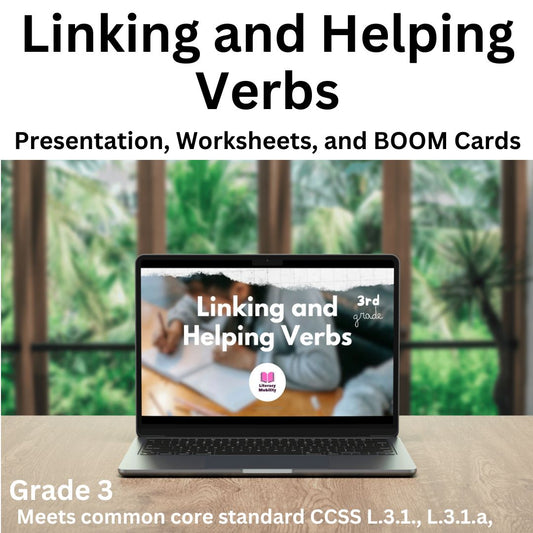 Linking and helping verbs PowerPoint presentation and worksheet set website thumbnail