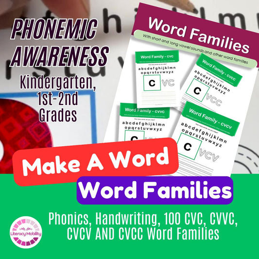 Educational materials for phonemic awareness with word families and phonics activities.
