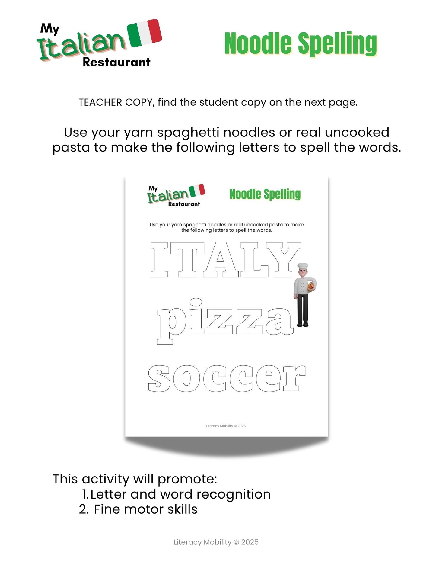 My Italian Restaurant Preschool Lesson Plans: Hands-On Math, Literacy & Dramatic Play Activity Pack for Early Learners