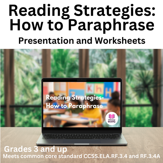 Reading Strategies How to Paraphrase PowerPoint and Worksheets Website Thumbnail