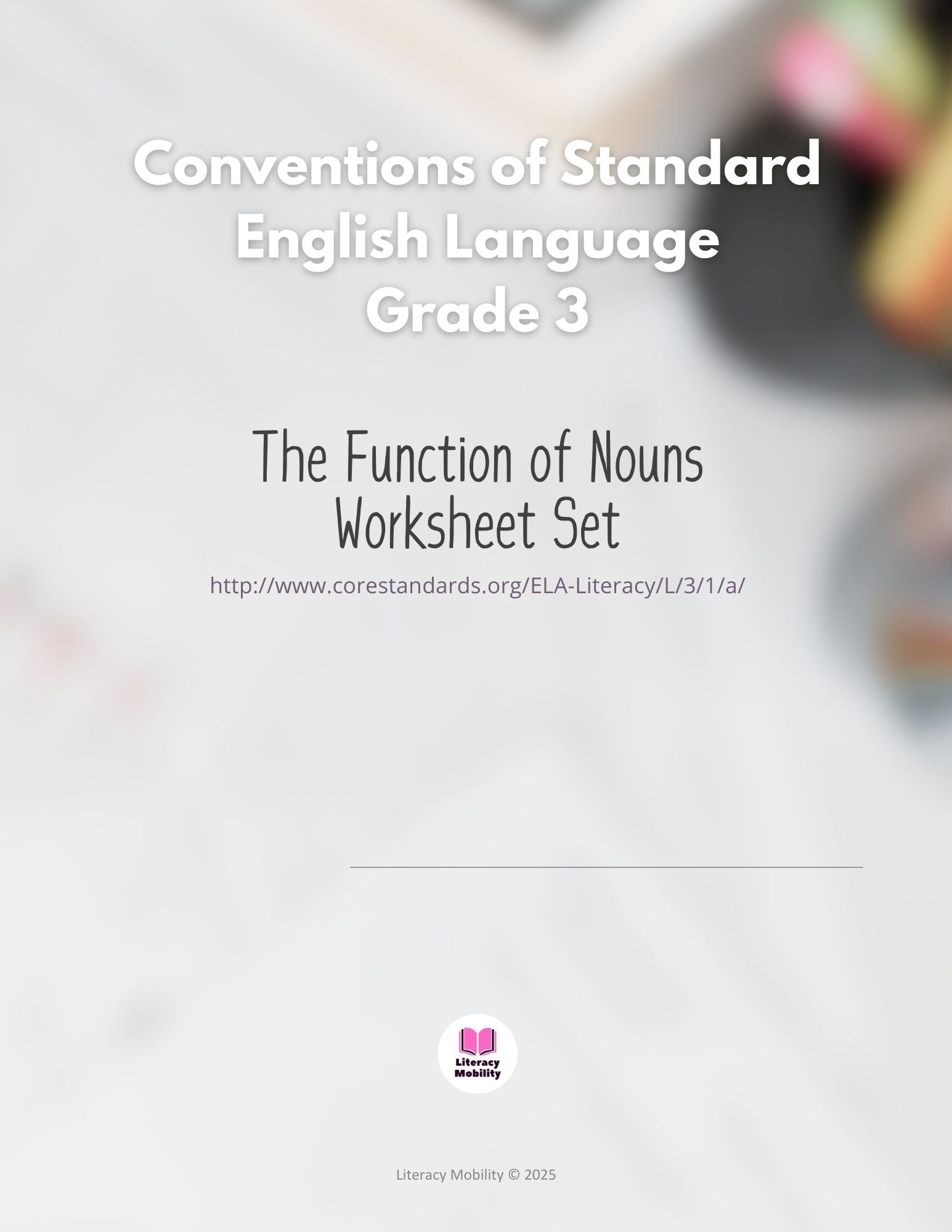 Nouns and Noun types worksheet cover
