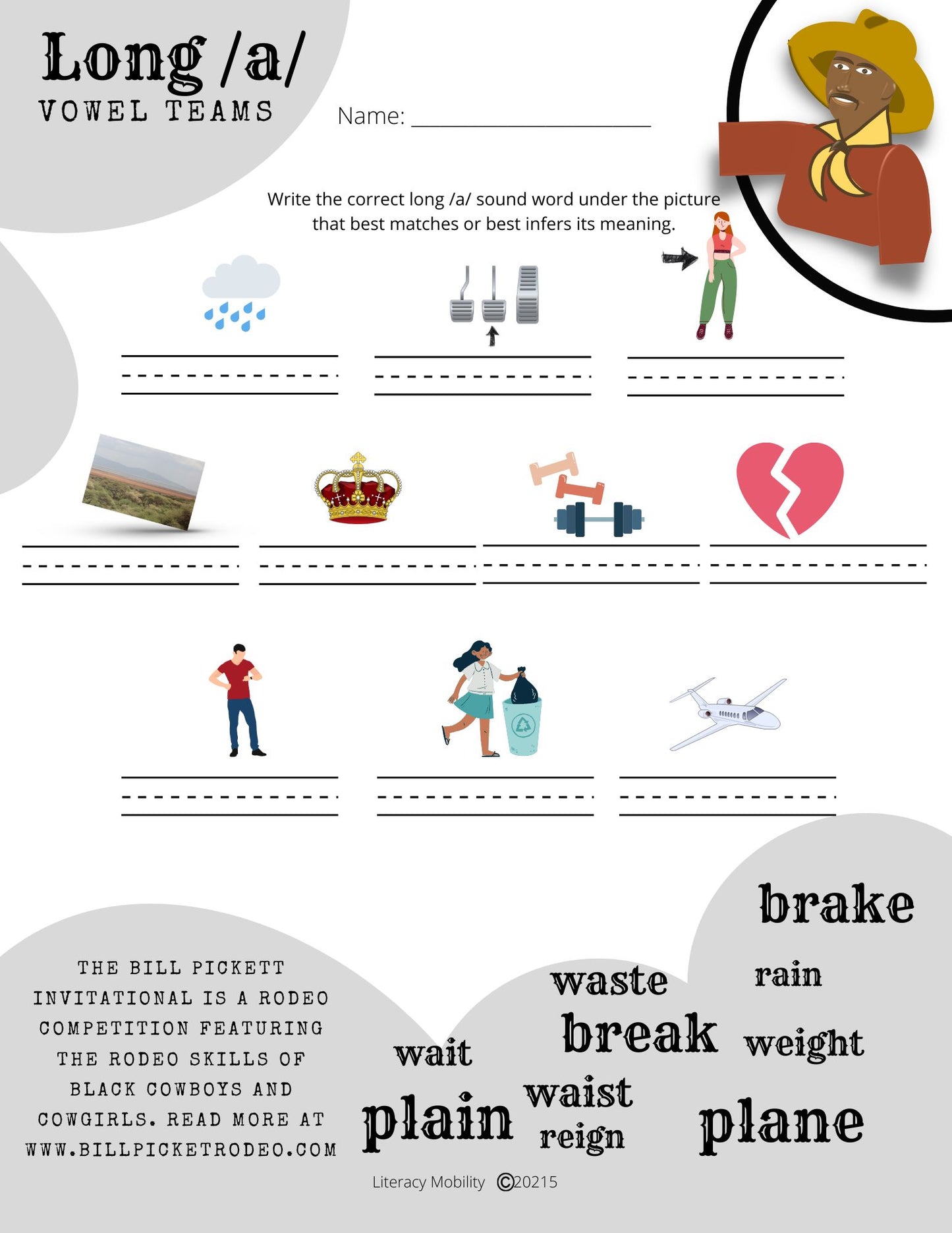 Black Cowboys of the Old West Reading and Phonics Adventure: 2nd Grade Vowel Teams Worksheets & History Lessons