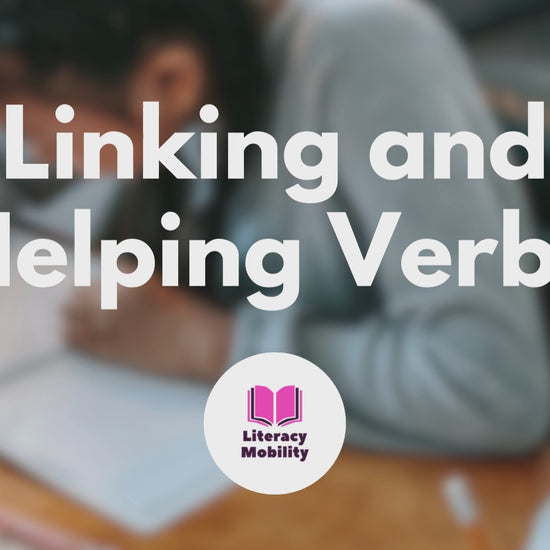 Linking and helping verbs PowerPoint presentation and worksheet set preview video by literacy mobility